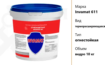 Мастика Invamat 611 терморасширяющаяся огнестойкая ведро 10 кг