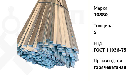 Полоса стальная 5 мм 10880 ГОСТ 11036-75 горячекатаная